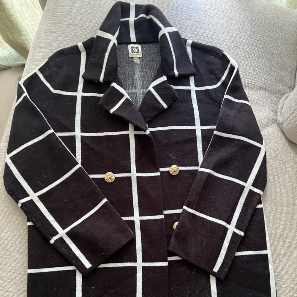 Anne Klein Brown and Cream Patterned Coat